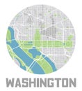 Minimalistic Washington, D.C. city map icon.