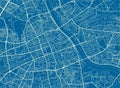 Blue and White vector city map of Warsaw.