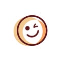Smiling wink emoticon logo design
