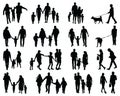 Black silhouettes of families Royalty Free Stock Photo