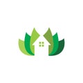 Green eco house building logo design Royalty Free Stock Photo