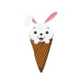 Cute little white rabbit in ice cream cone