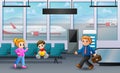 Airport interior with passengers concept Royalty Free Stock Photo
