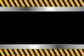 Yellow caution stripe background with steel shape Royalty Free Stock Photo
