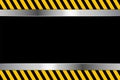 Yellow caution stripe background with steel shape Royalty Free Stock Photo