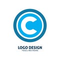 Blue cirlce initial c letter logo design