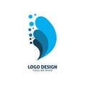 Blue fluid water wave splash logo design