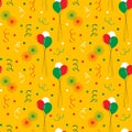 Cinco de mayo balloons, confetti, fireworks seamless vector pattern Royalty Free Stock Photo