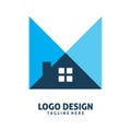 Blue real estate initial m letter logo design