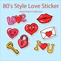 Hippie retro vintage icons in 70s-80s style. Royalty Free Stock Photo