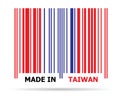 Made in taiwan with barcode on white