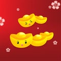 Cartoon character of Chinese Gold Ingot Mean Symbols Of Wealth And Prosperity.