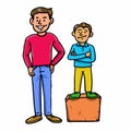 Cartoon the tall man short man standing Royalty Free Stock Photo