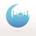 Blue moon and mosque ramadan kareem vector illustration art