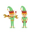 Twin elf ready to work in chrismast Royalty Free Stock Photo