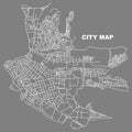 Vector city map. Line scheme of roads. Town streets on the plan. Royalty Free Stock Photo
