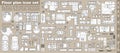 Floor plan icons set for design interior and architectural project view from above. Furniture thin line icon in top view. Vector Royalty Free Stock Photo