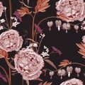 Floral seamless original pattern in vintage style. Traditional floral pattern for fabric, wallpapers and backgrounds.