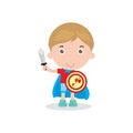 Vector illustration of Kids Superheroes wearing comics costumes, flat isolated on white background.
