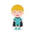 Vector illustration of Kids Superheroes wearing comics costumes, flat isolated on white background.