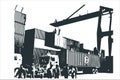 Seaport Silhouette Vector . The daily bustle at the seaport with container, crane, laborer, truck