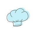 Blue chef hat icon, hand drawn vector illustration.