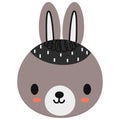 Cartoon bunny face. Little cartoon rabbit muzzle.Vector.