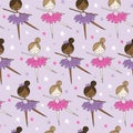 Cartoon ballerina girls seamless pattern