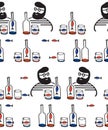 Cute seamless pattern with men and bottles