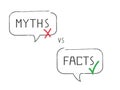 Myths vs facts line infographic icon. Truth or fiction speech bubble