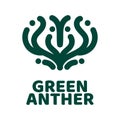 Green anther flower nature logo concept design illustration