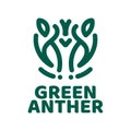 Green anther flower nature logo concept design illustration