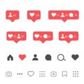 Instagram meta logo icon, Social media Instagram modern like , follower , comment red color. Like, follower, comment button, icon