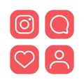 Instagram meta logo icon, Social media Instagram modern like , follower , comment red color. Like, follower, comment button, icon