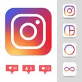 Instagram meta logo icon, Social media Instagram modern like , follower , comment red color. Like, follower, comment button, icon