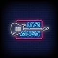 Live Music Neon Signs Style Text Vector Royalty Free Stock Photo