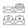 Outline white envelop icon set illustration design. Editable vector in eps10. Royalty Free Stock Photo