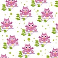 Seamless colourfull owl pattern family in vector