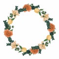 Wreath frame, border - hand painted line style spring flowers composition Royalty Free Stock Photo