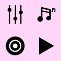 Music icon set in black illustration design. Basic element graphic design