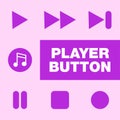 Purple player button set illustration vector. Editable icon in eps10 Royalty Free Stock Photo