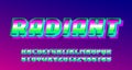 Radiant alphabet font. Bright neon letters and numbers.