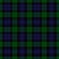 Black Watch Royal tartan plaid. Scottish pattern fabric swatch close-up.