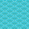 Abstract Japanese waves seamless pattern in blue and turquoise