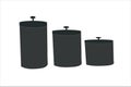 Set of three kitchen canisters silhouette on white background Royalty Free Stock Photo