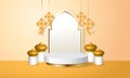 Elegant podium stage display for Eid Mubarak Islamic holiday