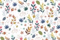 spring theme seamless pattern design with colorful flower shape element Royalty Free Stock Photo