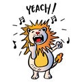 Cartoon rock star lion sings. Royalty Free Stock Photo