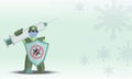 Robot Protect And Anti Virus Covid19 Corona Virus With Medical Cartoon - Vector