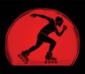 Rollerblade Player Extreme Sport Cartoon Graphic Vector